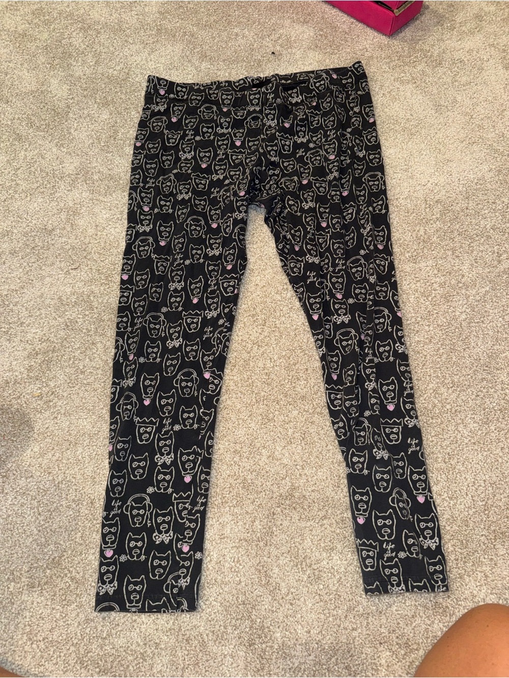 Black and White & Pink Cat Print pants